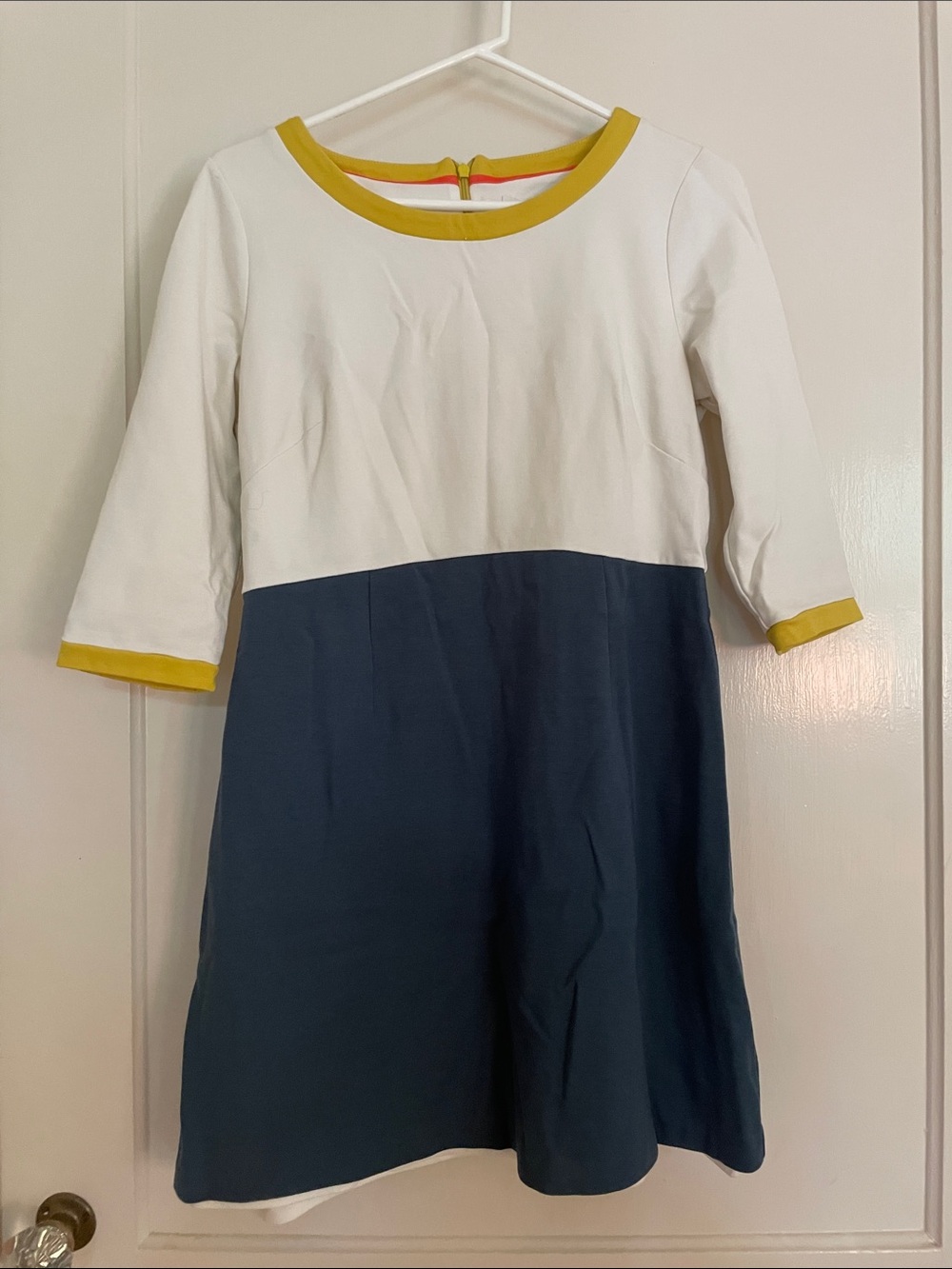 Women’s Petite Colorblock A-Line Dress with  Yellow Trim